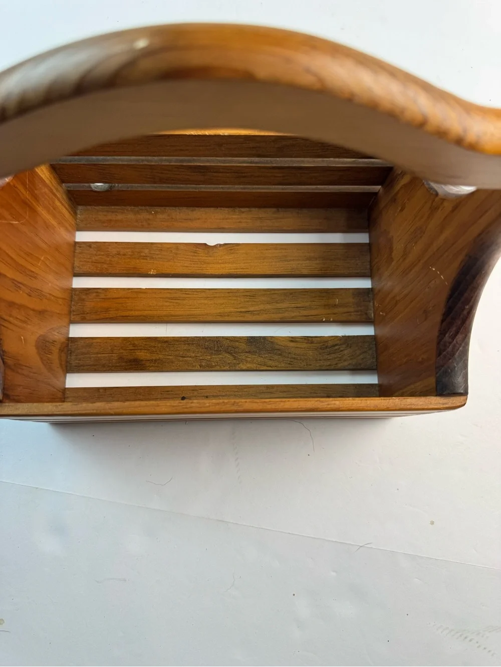 Hand-Painted Wooden Slat Basket with Handle - Folk House Design